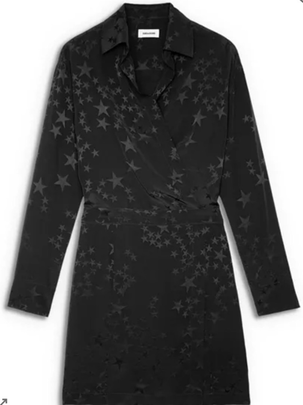 Zadig & Voltaire Ravy Star Embossed Silk black Dress size Small - NWT - Picture 3 of 5